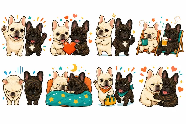 ビビッドデコポップの二匹の犬スタンプ作例